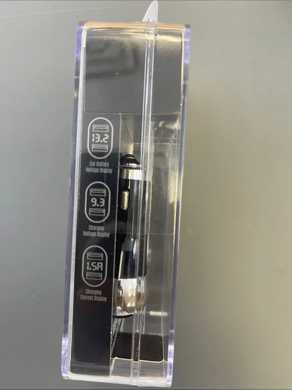 LDNIO LED Display Dual USB Car Charger - Black & Silver